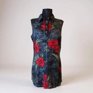 🔴Y2K Women’s Mini Collared 3/4 a button-down Hawaiian 🌺 Style Dress